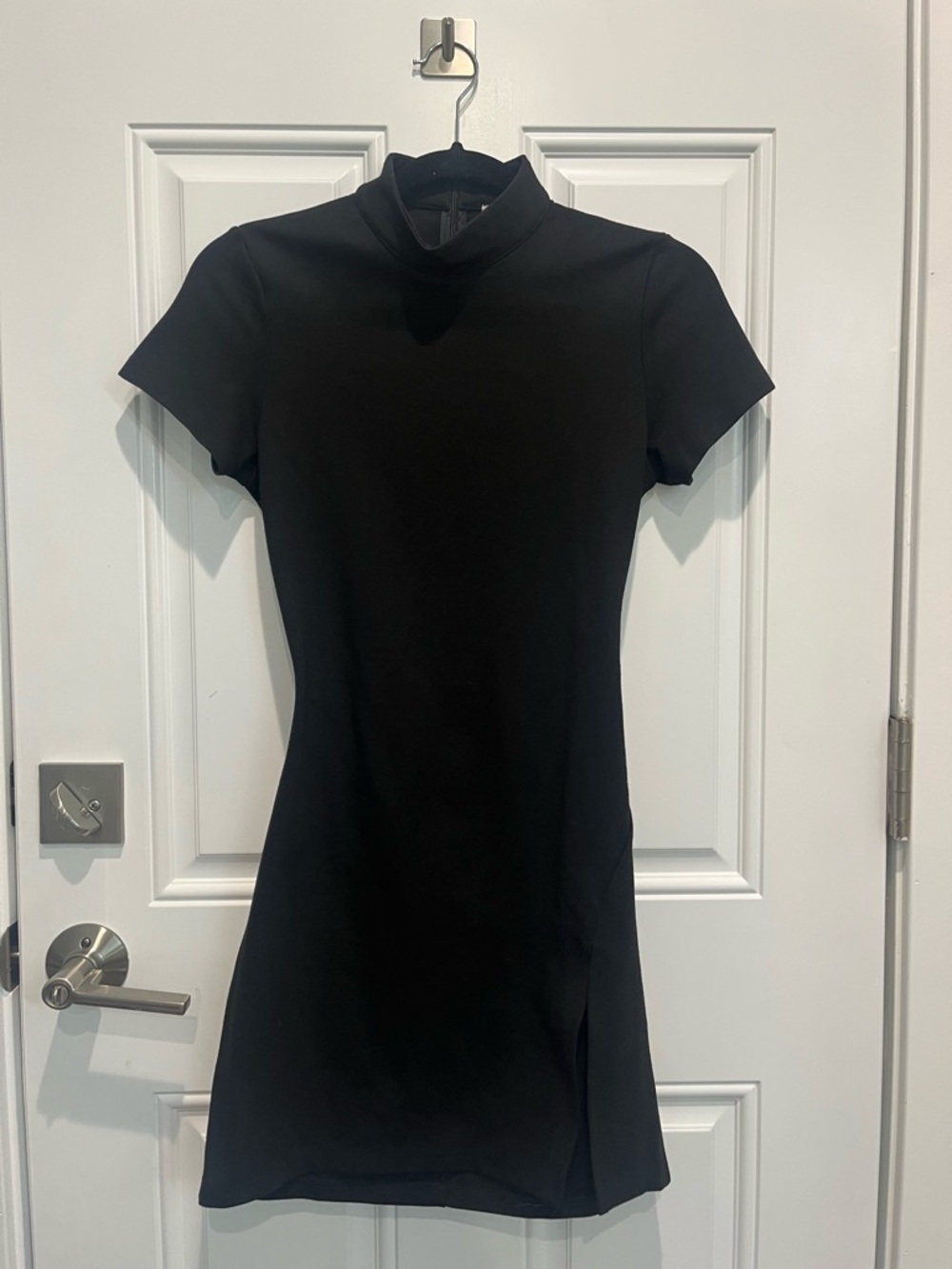 Beginning Boutique Black Mini Dress with Mock Neck